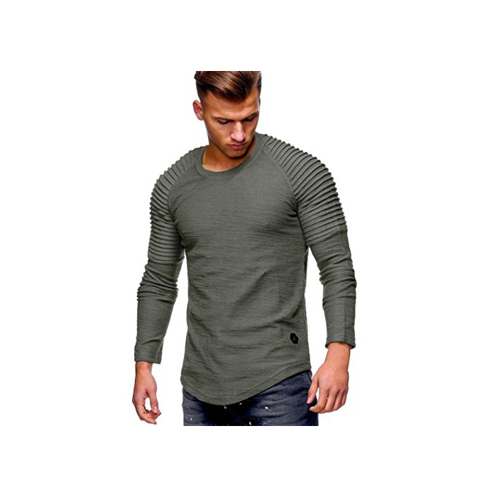 Products Yvelands Men's O-Cuello de Color sólido Plegable de Manga Larga Camiseta Casual