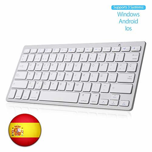 Electrónica SENGBIRCH Teclado Bluetooth Español, Light Teclado Inalámbrico Portátil para iPhone de iOS,