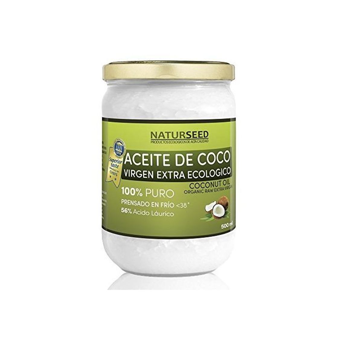 Social Naturseed - Aceite de coco Virgen Extra Orgánico - Para uso Estético, en Cocina y Masajes, 500 ml