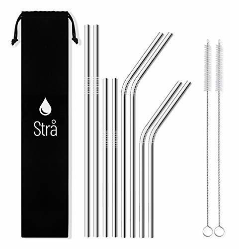 Social Strå Set de 8 pajitas de beber reutilizables de metal