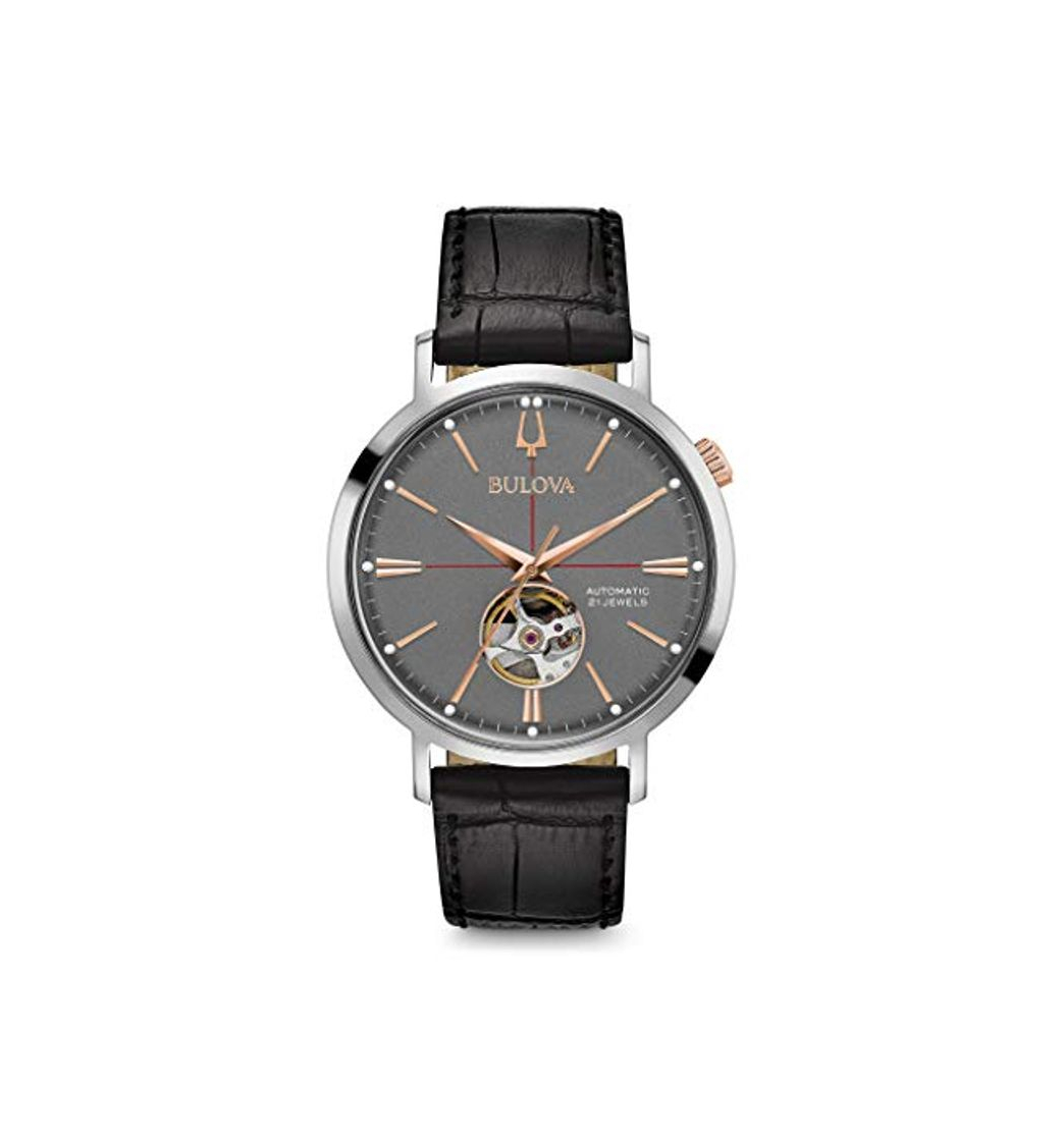 Moda Bulova Reloj Analógico para Hombre de Automático con Correa en Cuero 98A187