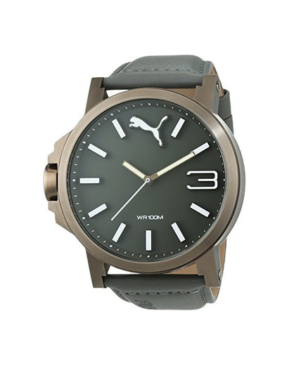Puma Ultrasize - Reloj análogico de cuarzo con correa de cuero para