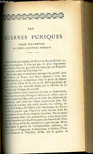 Books LES GUERRS PUNIQUES - Lecon d'ouverture du cours d'histoire Romaine