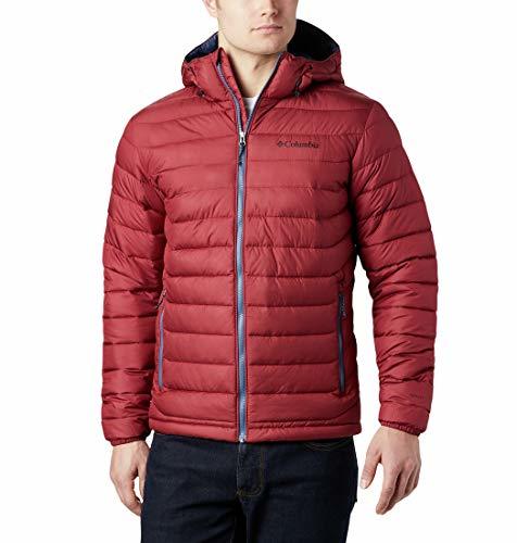 Fitness Columbia Powder Lite Hooded Chaqueta De Plumón con Capucha, Hombre, Rojo