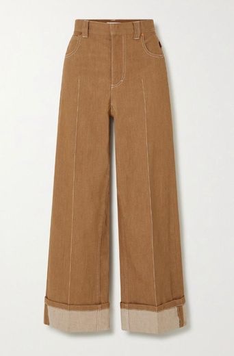 CHLOÉ Topstitched wide-leg jeans 