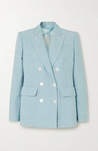 MAX MARA Ottuso double-breasted linen and silk-blend blazer