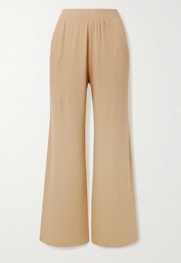 LESET Lori brushed stretch-knit wise-leg pants