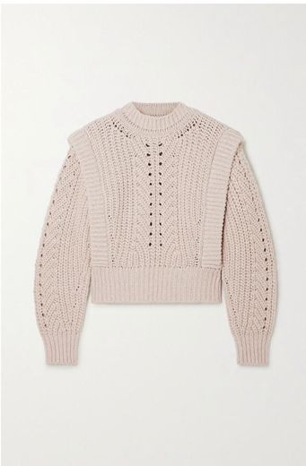 ISABEL MARANT Prune ribbed pointelle-knit sweater