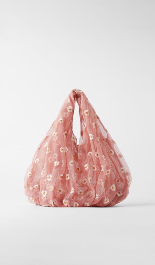 Social ZARA Embroidered tulle bucket bag
