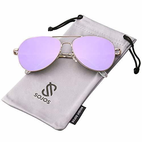 Social SOJOS Gafas de Sol de Metal Clásico Marco del Espejo Lente Con