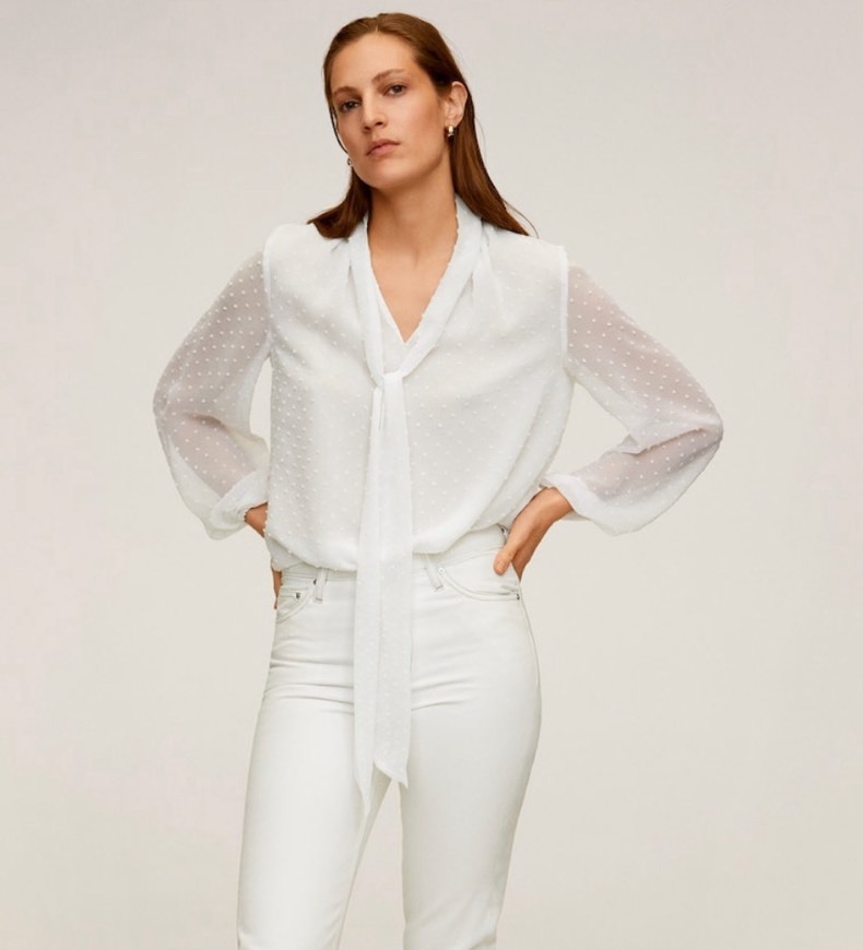 Social Blusa com gola de laço