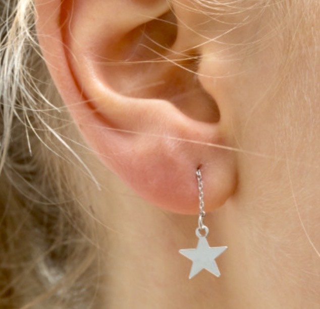 silver star mini drop earrings