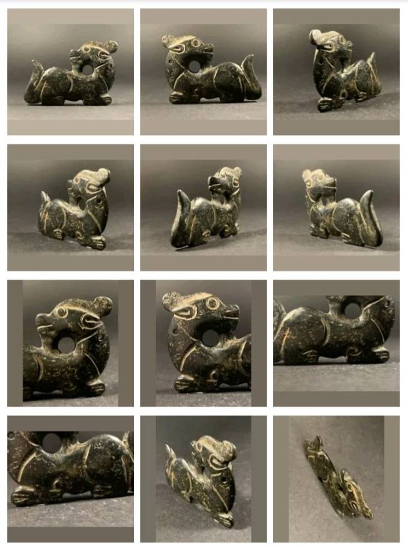 Social Pre Columbian antigua figura de jade maya ritual ceremonial 