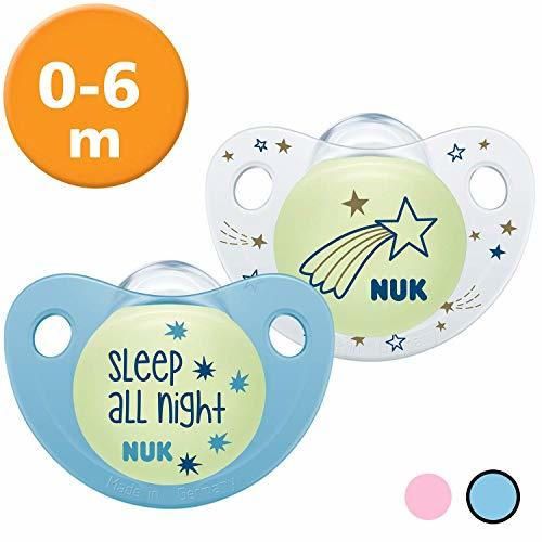 NUK 10175239 Trendline Night & Day - Chupete de silicona con efecto