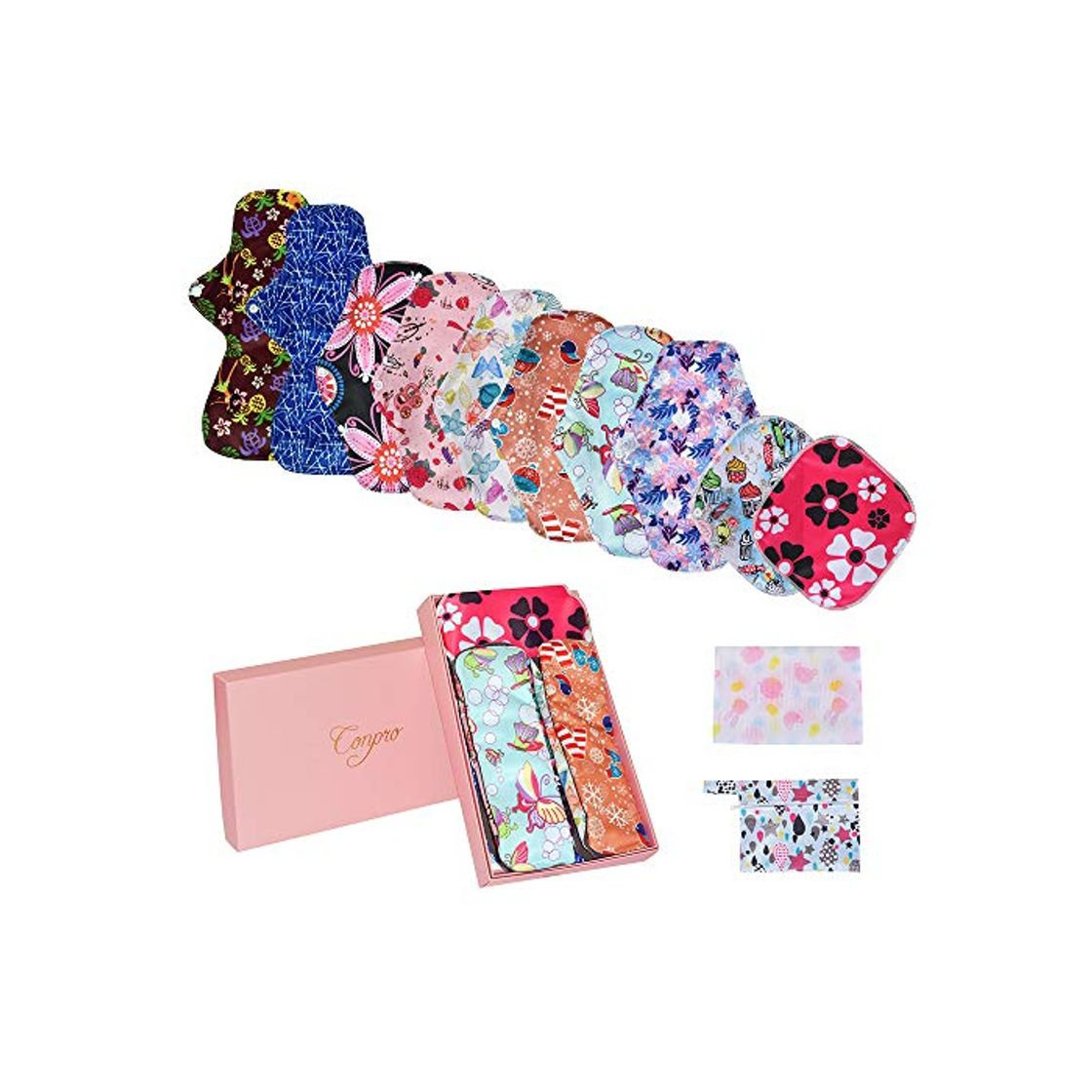 Social Conpro 10 Pcs Compresas Reutilizables, 3 Longitudes