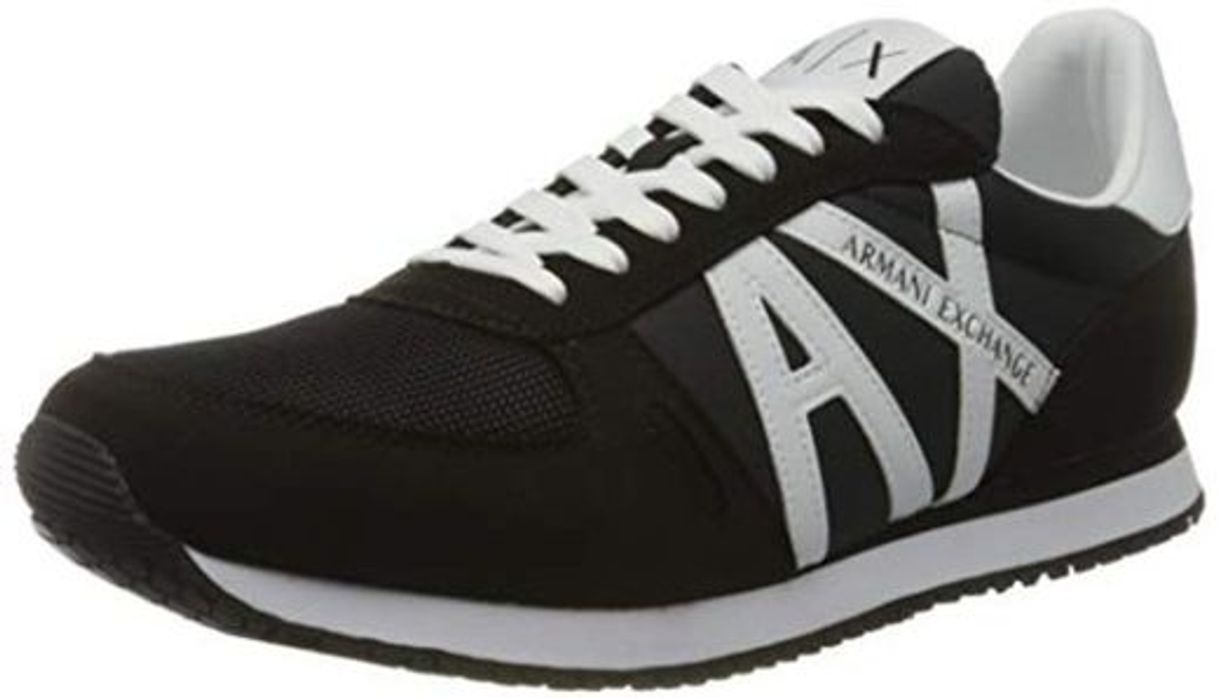 Fashion Armani Exchange Retro Running Sneakers, Zapatillas para Hombre, Negro