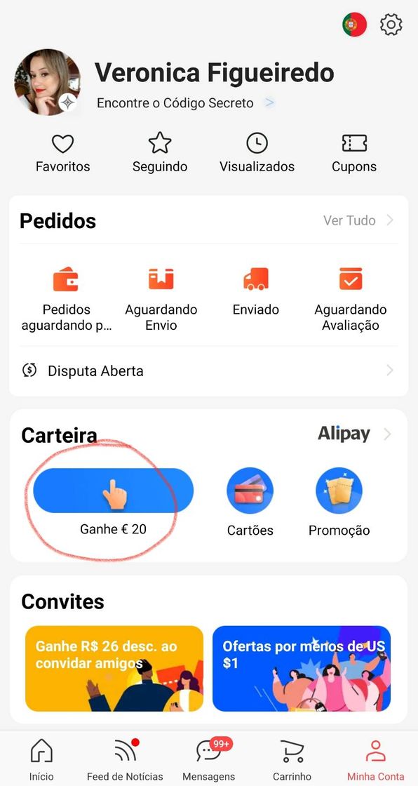 20 euros de bónus no Aliexpress 