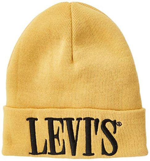 Levis Footwear and Accessories Serif Logo D0 Beanie Gorro de Punto, Amarillo