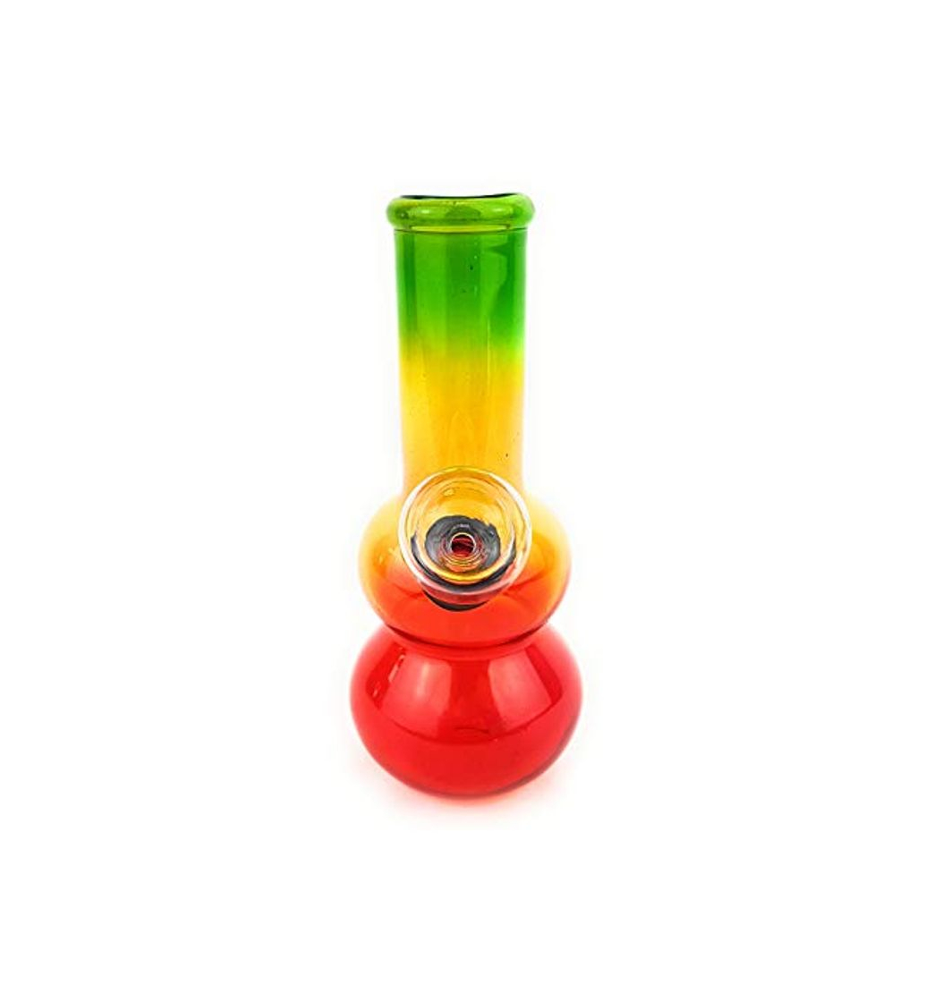 Products HERMANS Bong de Cristal – Rasta Color – 5 Pulgadas de Alto