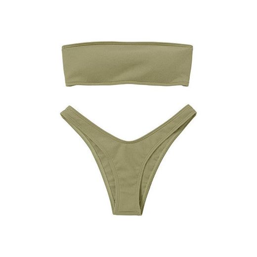 ZAFUL Trajes de Baño Mujer Bikini Bandeau con Relleno Lazada en la