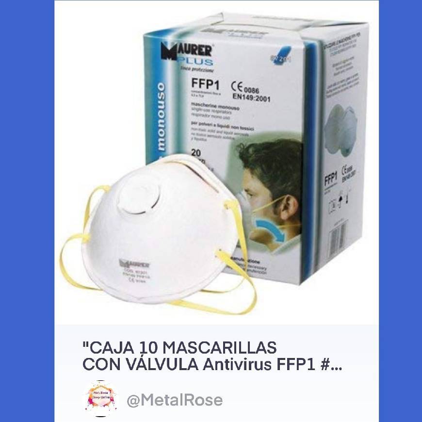 Products Caja de 10 mascarillas con válvula FFP1 