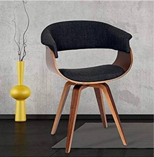 Armen living summer chair in charcoal fabric and walnut wood