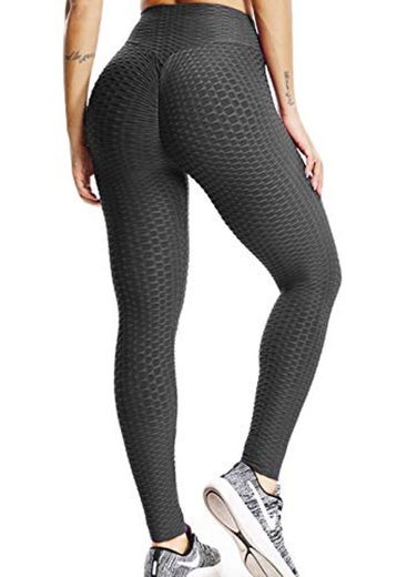 FITTOO Mallas Pantalones Deportivos Leggings Mujer Yoga Alta Cintura Gran Elásticos Fitness Negro L