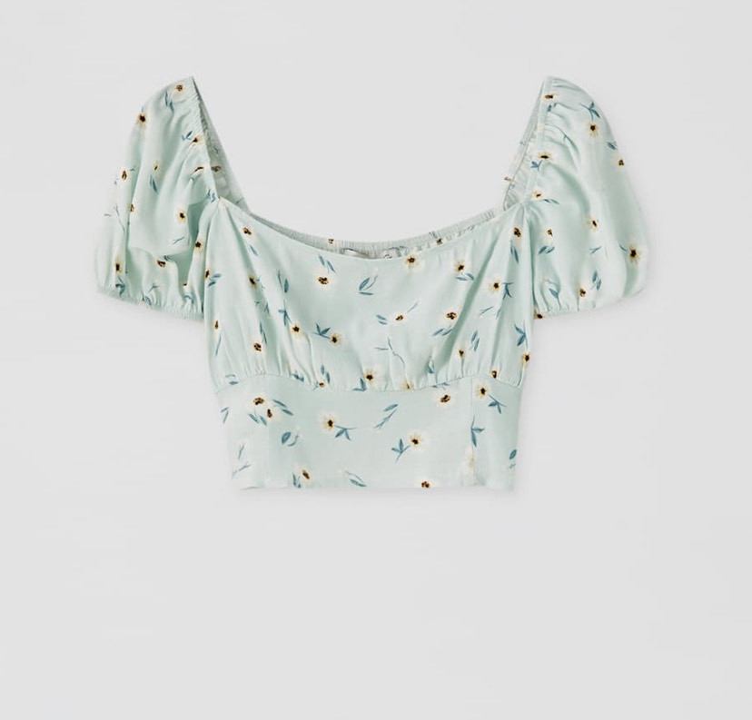 Top Água-Marinha com estampado floral 🌸🌷