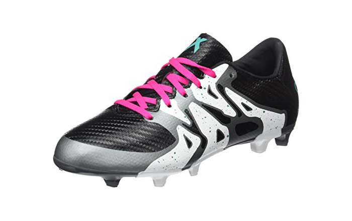 Moda adidas X 15.3 FG/AG J_S78179, Botas de fútbol Unisex niños, Negro/Verde/Blanco