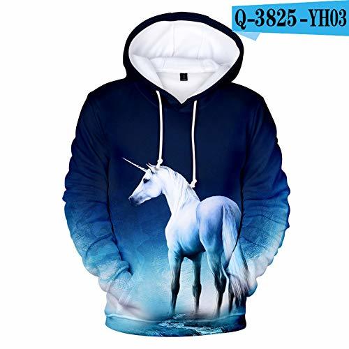 Producto DUANXU Pullover/Sudadera Capucha/XXL/Western Myth and Legends Unicorn 3D Hoodies Impreso Fantasy Animal