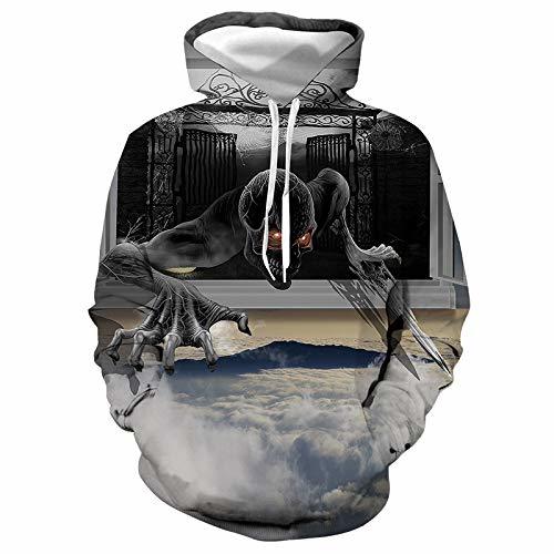 Producto DUANXU 3D Pullover/Halloween/Skeleton Head Ghost suéter 3D en Blanco y Negro para