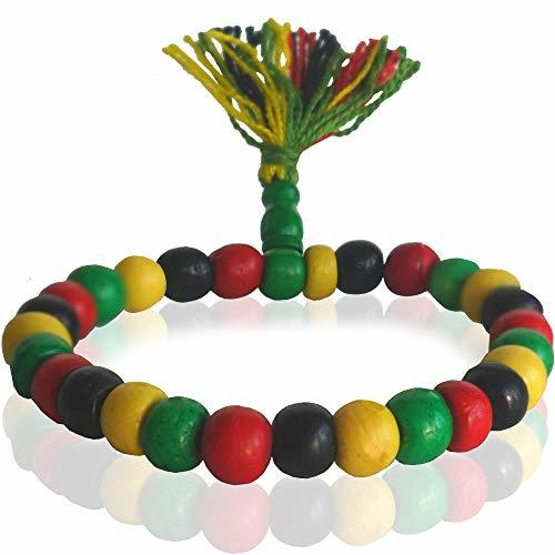 Fashion HAND-PRO Pulsera de Bolas Hombre Pulsera Madera Hombre Pulsera Elástica Pulsera Cuentas