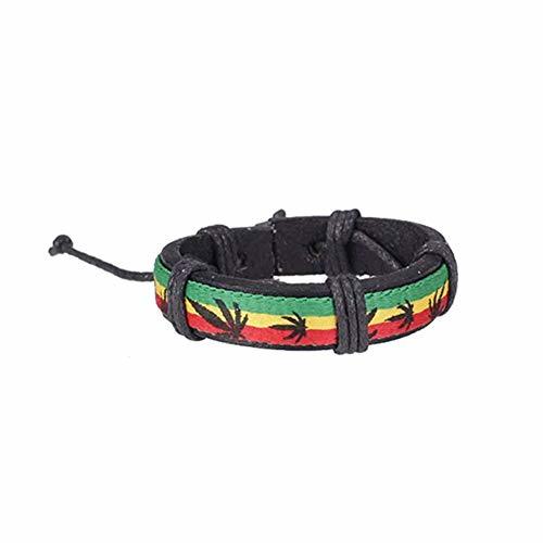 Fashion JER Chic Unisex Pulsera de Cuero del Arco Iris Pulsera del Brazalete