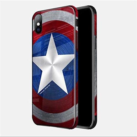 Lxuruy Fashion Marvel Capitán América Color Border Glass Phone Case para iPhone