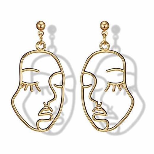 MXECO Classic Alloy Women Earrings Hollow Out Face Shaped Ear Colgantes Charming