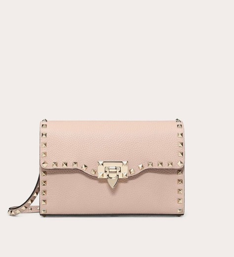 SMALL ROCKSTUD GRAINY CALFSKIN CROSSBODY BAG