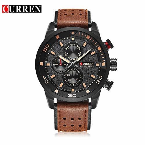 Social JYZ Curren M8250 Reloj de Correa de Cuero para Hombre Reloj mecánico