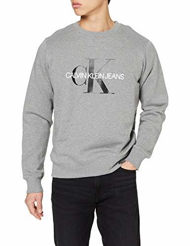 Calvin Klein Jeans Iconic Monogram Crewneck Sudadera, Gris