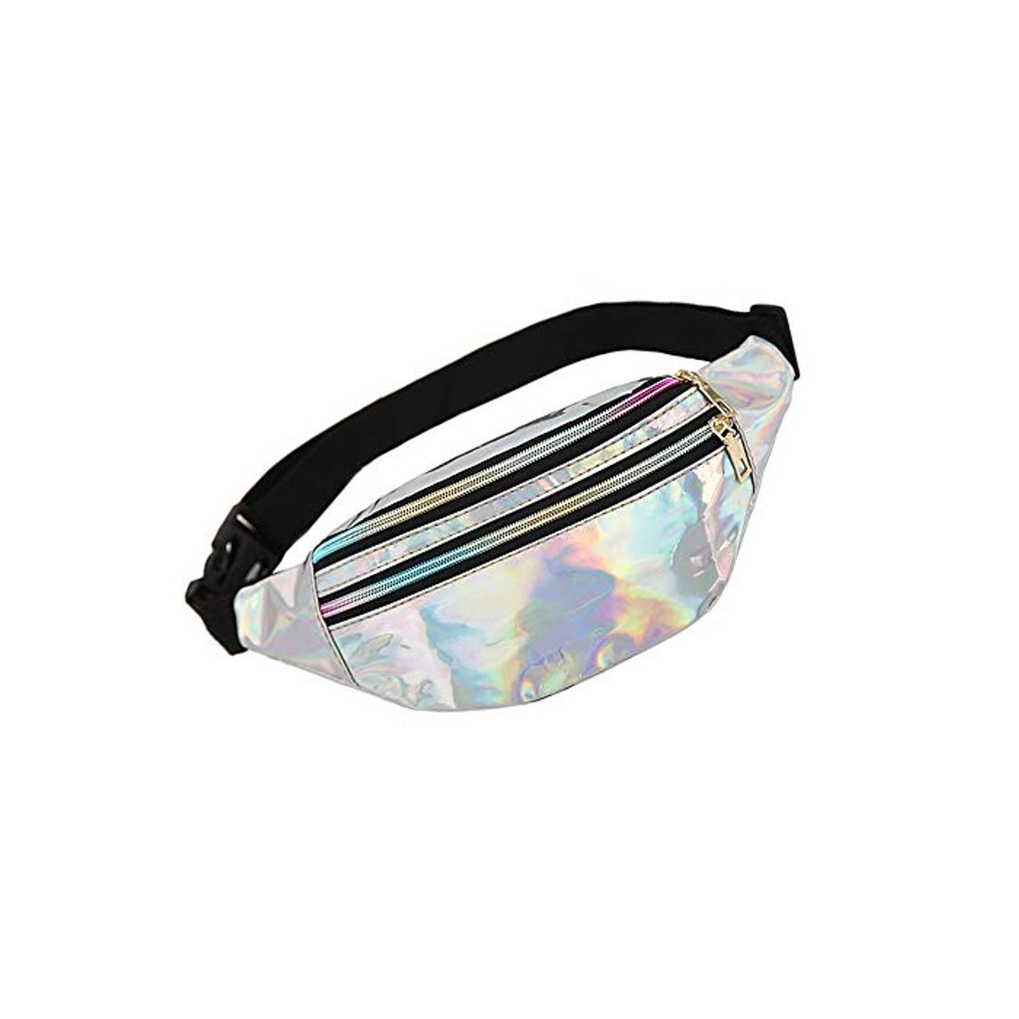 Fashion WD&CD Cangurera Deportiva Cinturón Bolso Unisex Moda PU Holográfica Cintura Bolsa Brillante