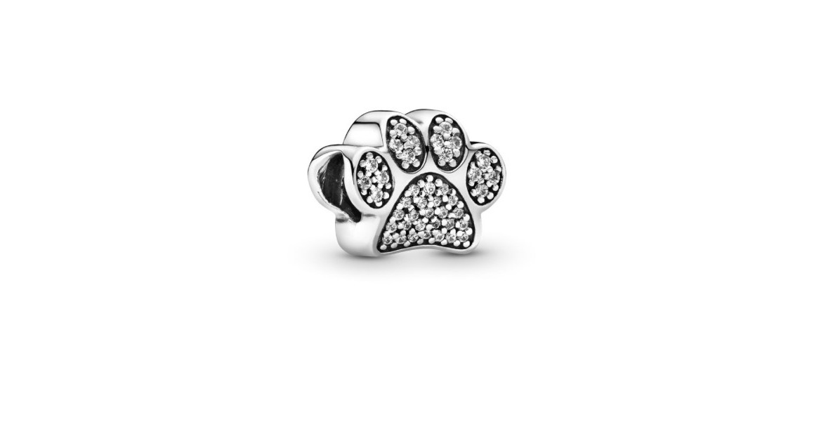 Product Dog Paw Print Charm with Clear CZ