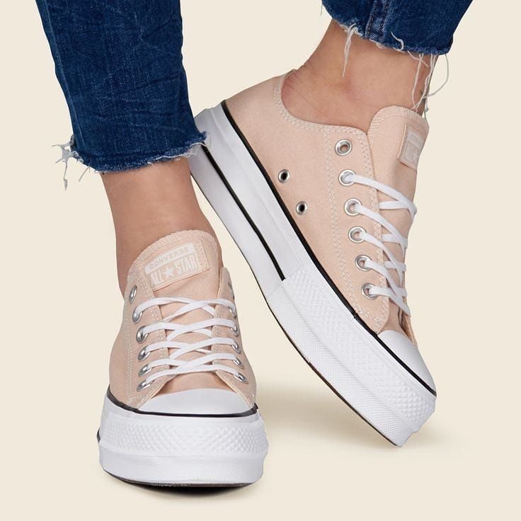 Moda Converse Chuck Taylor CTAS Lift Ox Canvas, Zapatillas para Mujer, Blanco