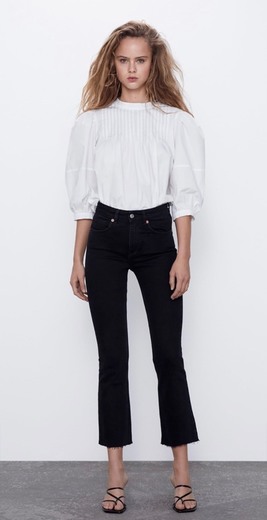 Jeans mid rise cropped flare 