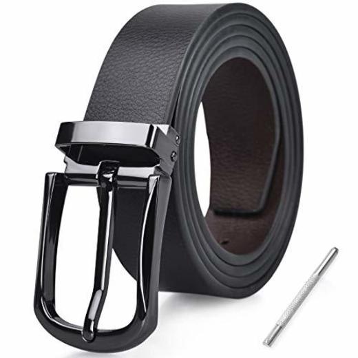 NUBILY Cinturon Hombre Cuero Negro Marrón Jeans Reversible Piel Cinturón para Hombres