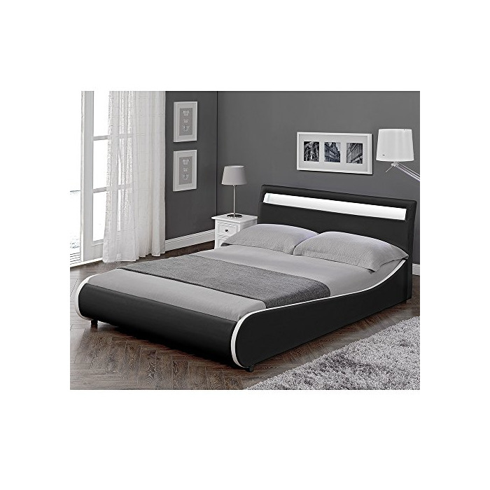 Social [corium] Cama Elegante tapizada en Piel sintética - con Sistema de iluminación