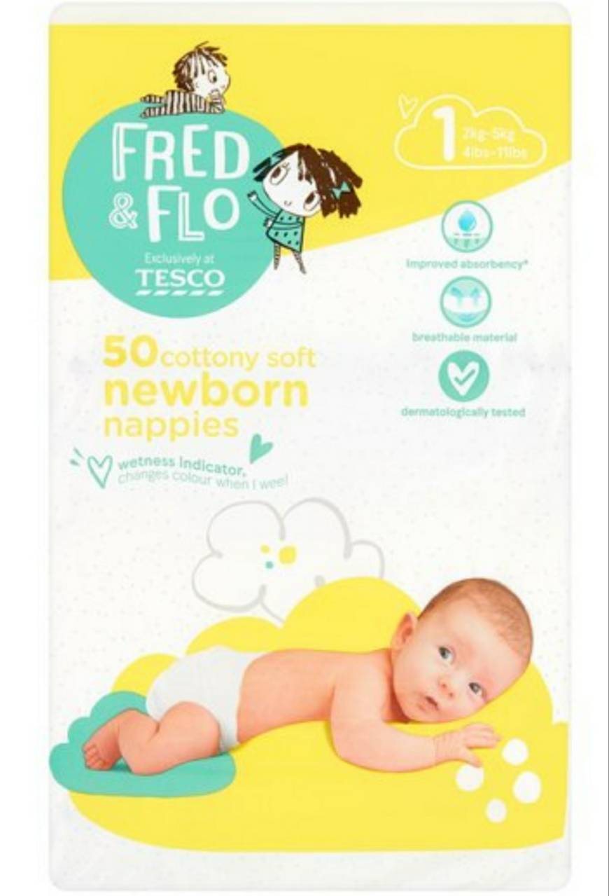 Moda Fred & Flo Newborn Nappy Size 1 50 Pack - Tesco Groceries