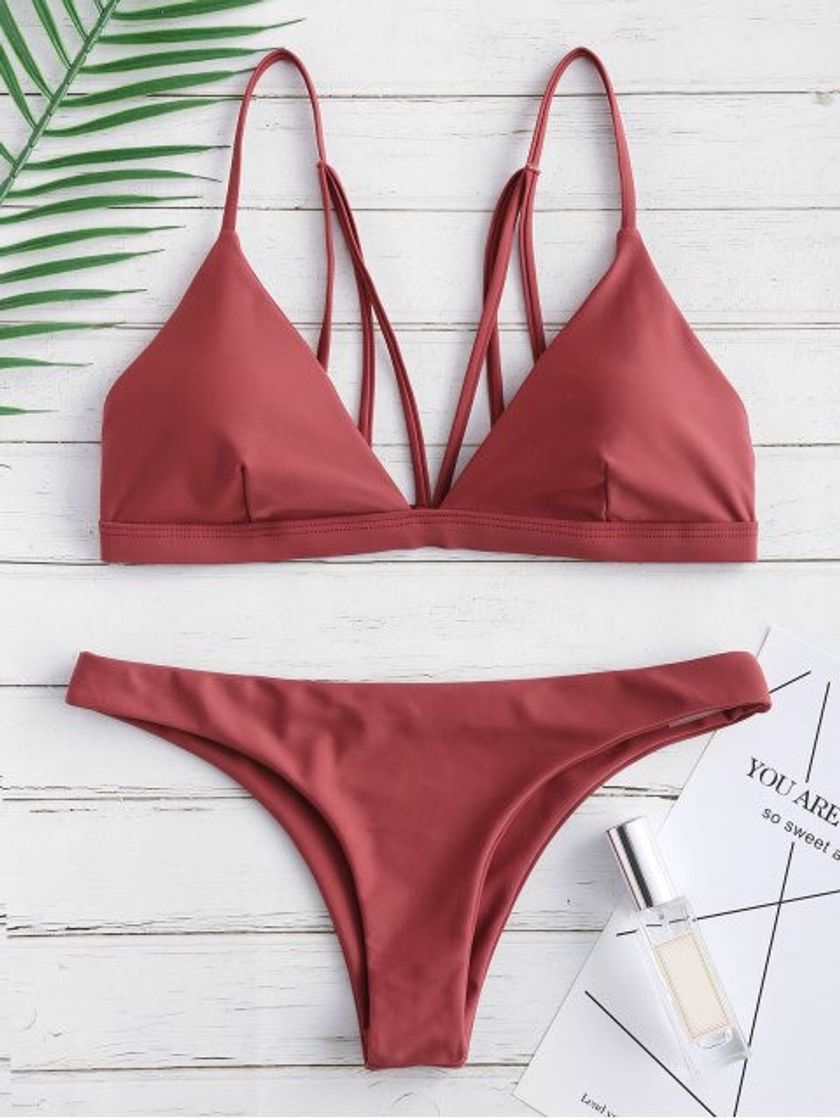Social bikini tirantes cruzados rosa