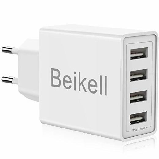 Beikell Cargador USB de Pared con 4 Puertos