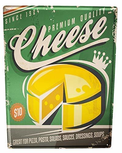 qidushop Placa Nostálgica Diversión Queso Retro Metal Decoración de Pared Arte Tienda