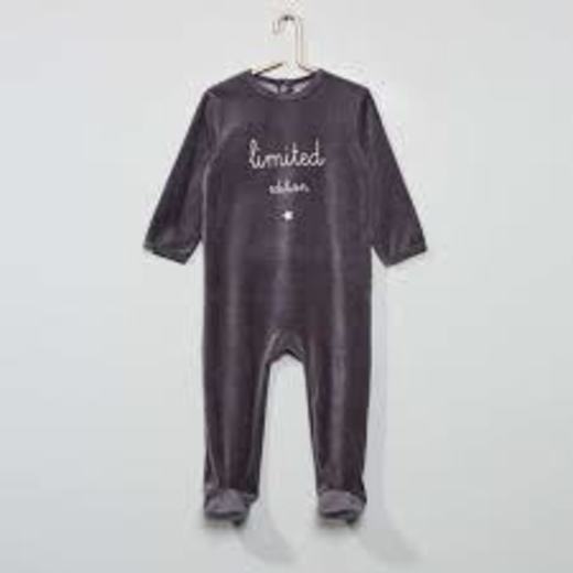 Pijama de veludo 0-36 meses - CINZA - Kiabi - 4