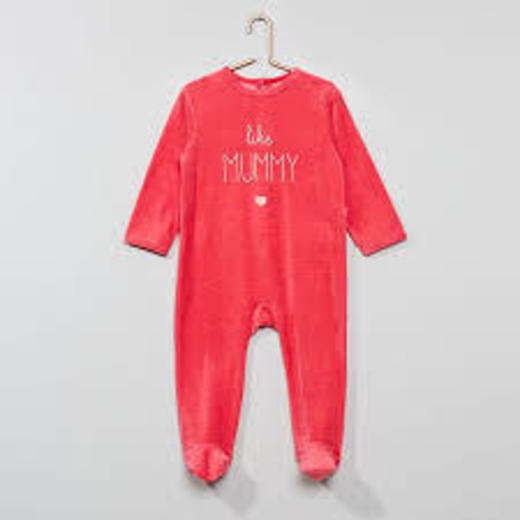 Pijama comprido de veludo Menina 0-36 meses - Rosa - Kiabi -